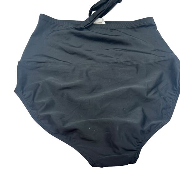 NEW Macys Black Bikini Set Size 10 Underwire Push Up High Waist Control Top Swim - Picture 10 of 12